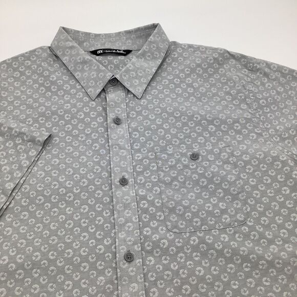 Travis Mathew Mens Short Sleeve Button Up Shirt Grey Size XL - Picture 1 of 8